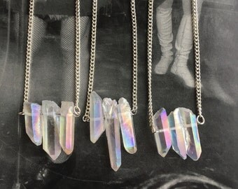 Angel Aura Quartz Point Necklace // Titanuim Quartz Point Bar Necklace // Witchy Femme Jewelry // Angel Aura Pendant // Raw Witchy Jewelry
