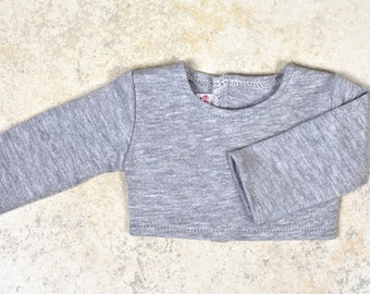 Long sleeve cropped top for 18 inch dolls Color Grey