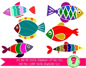 Fish SVG / DXF Cutting Files For Cricut Explore / Silhouette Cameo & PNG Clipart, Digital Download, Commercial Use Ok