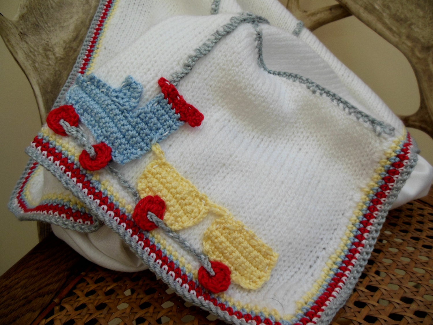 Cute Baby Boy Blanket Premature Tiny Knit Blanket in Patchwork