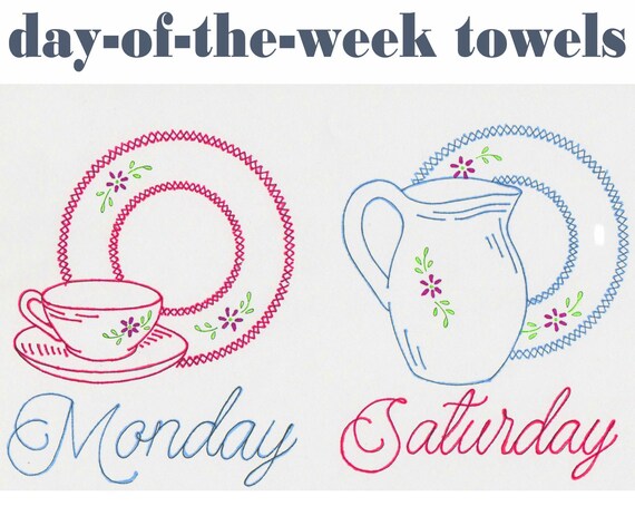 embroidery dishes tea towel designs day-of-the-week towels pdf embroidery dishes tea towel designs day-of-the-week towels pdf