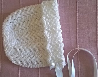 christening bonnet / baby bonnet/ lace bonnet/ white baby bonnet