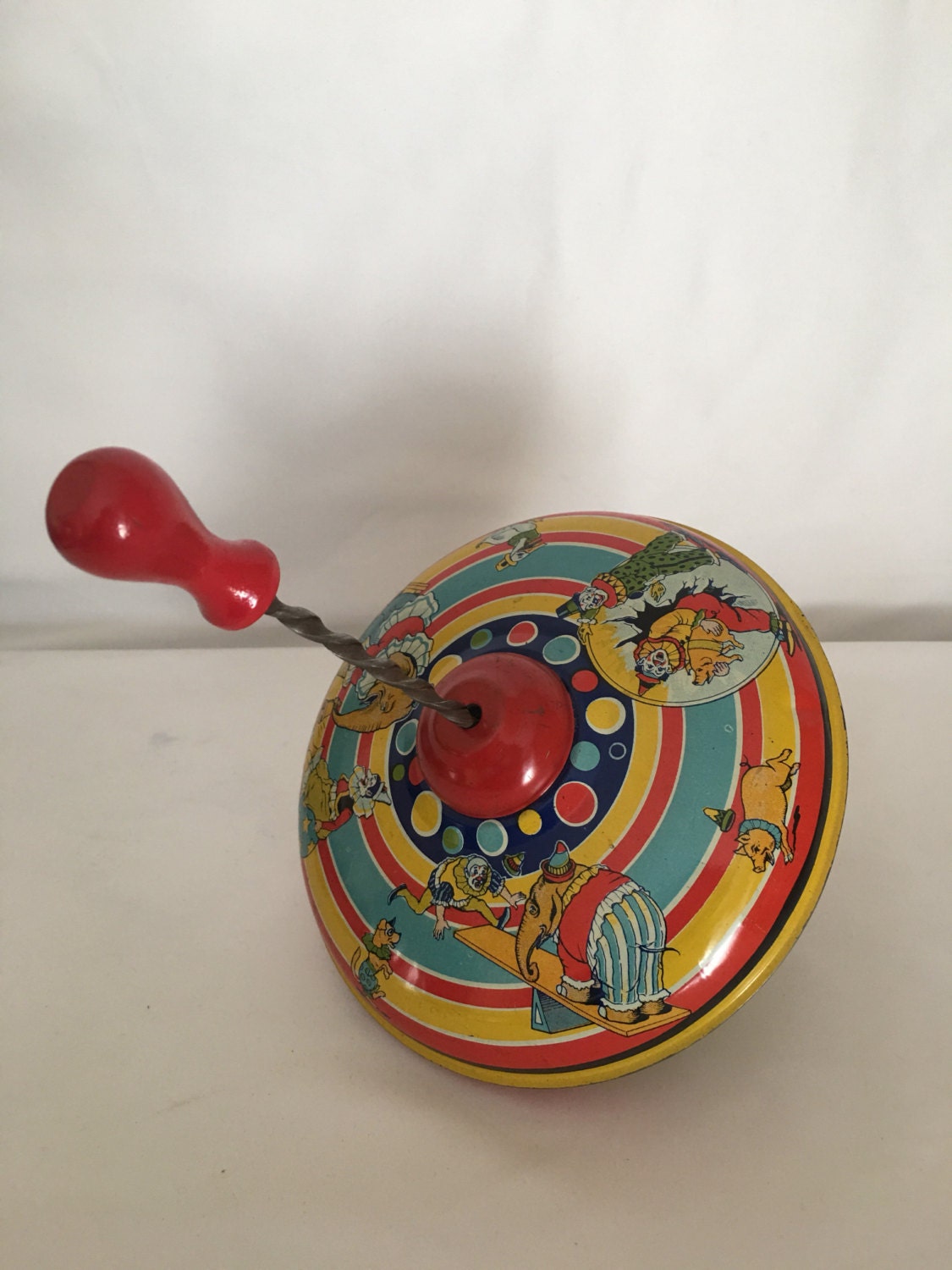 Vintage Tin Spinning Top Toy Vintage Pretend Play Toddler