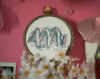 Initial coloured outline 3inch embroidery hoop