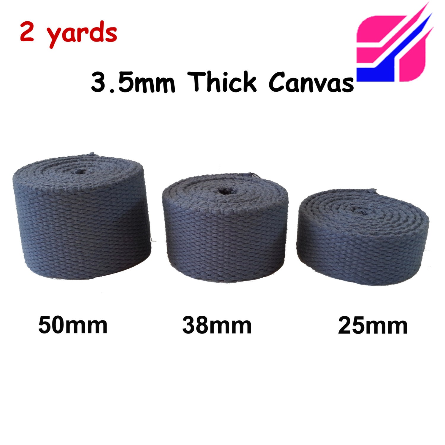 3.5mm Thick CANVAS Strap 2yrds 25mm 38mm 50mm (1 2 inch) Wide Strong