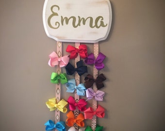 Hair Bow Holder Pink and Gold