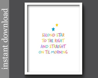 Peter Pan Quote, nursery printable, nursery wall art, nursery decor, baby room decor, children's art, colorful print, colorful nursery