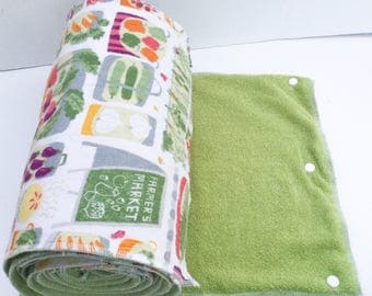 Unpaper Towels / Snapkins / Reusable Paper Towels / Paperless Towels / Kitchen Towels / Burp Cloths, set of 12 farmers market print