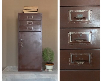 Vintage Metal Drawer Cabinet / File Cabinet Metal / Metal Drawer Storage / Metal Office Cabinet / Apothecary Cabinet Drawers