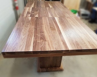 Walnut Dining Table Extendable, Double Pedestal Table