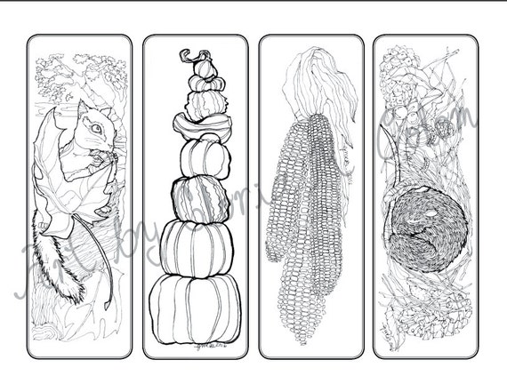 Adorable Fall Themed Coloring Bookmarks