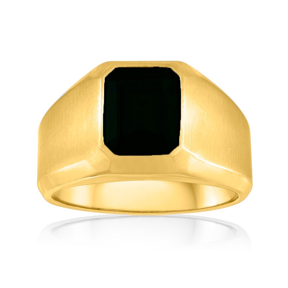 Gold Onyx Ring Men's Black Onyx Ring 10K