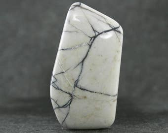 Spiderweb Jasper Designer Cabochon, Natural Black and White Spiderweb Gemstone Cabochon, Gray Black Veining, Jewelry Cabochon