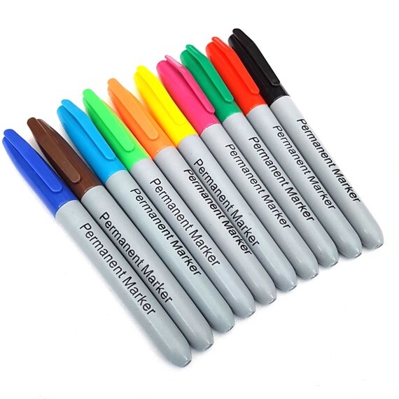 Items similar to Sharp Tip Permanent Markers Assorted Multi Colour 10