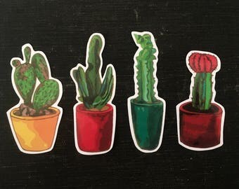 cactus stickers - four vinyl stickers