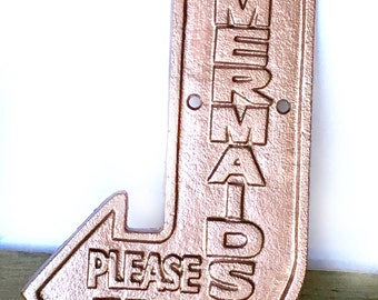 Rose Gold Mermaid Sign - Mermaid Bathroom Decor - Mermaid Nursery Wall Decor - Rose Gold Decor - Mermaid Room Decor - Mermaid Wall Art