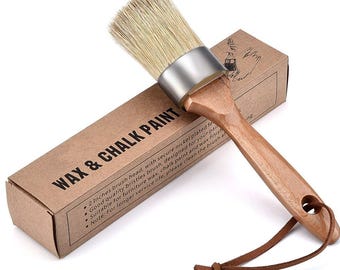 Round Paint Brush Wax Brush Chalk Paint and Wax Brush with 2 Inches Diameter Head - Varnished Wood Handle U.S.A. Seller