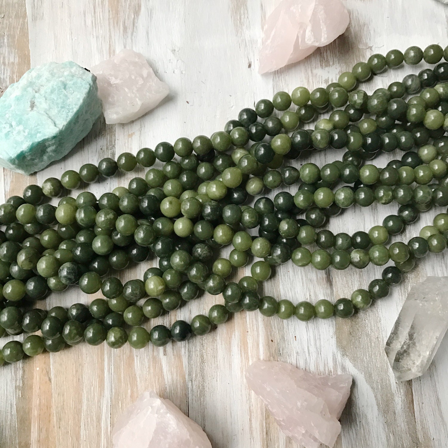 8mm Canadian Jade Rounds Canadian Jade Beads Green Jade