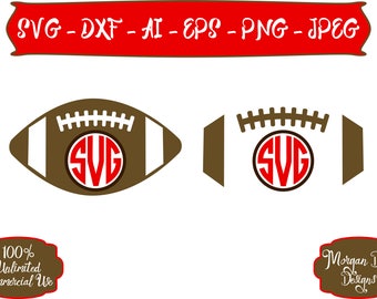 Football SVG - Football Monogram SVG - Football Outline SVG - Sports svg - Files for Silhouette Studio/Cricut Design Space