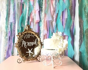 Mermaid Backdrop Mermaid Decorations Decor Mermaid Party Mermaid Birthday Mermaid Banner Nursery Bedroom Mermaid Room Decor