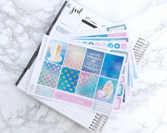 MATTE EC-V Mermaid Kisses DELUXE Planner Sticker Kit (6 Sheets) - For Erin Condren Vertical Life Planner