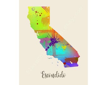 Escondido California Escondido Map Escondido Print Escondido Poster Escondido Art Escondido Gift Escondido Wall Decor