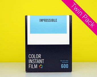 Polaroid Film 600 - Twin Pack - Impossible Project Colour Film For Polaroid 600 Style Instant Camera - Classic White Frame