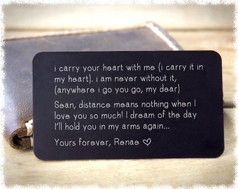 Metal Wallet Insert ~ Boyfriend Gift ~ Husband Gift ~ Mens Personalized Wallet Card ~ Engraved Wallet Card ~ Anniversary Gift For Him
