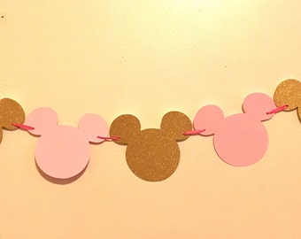 Minnie Mouse Garland - Light Pink and Gold Minnie Mouse Birthday - Minnie Mouse Party Decorations - Minnie Mouse Banner - Minnie Mouse