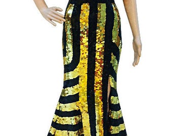 Sequin Dress - Robe Or Noir - Diva Dress, Cabaret Dress, Sequin Gown, Diva Sequin Dress, robe à paillettes, Paillettenkleid