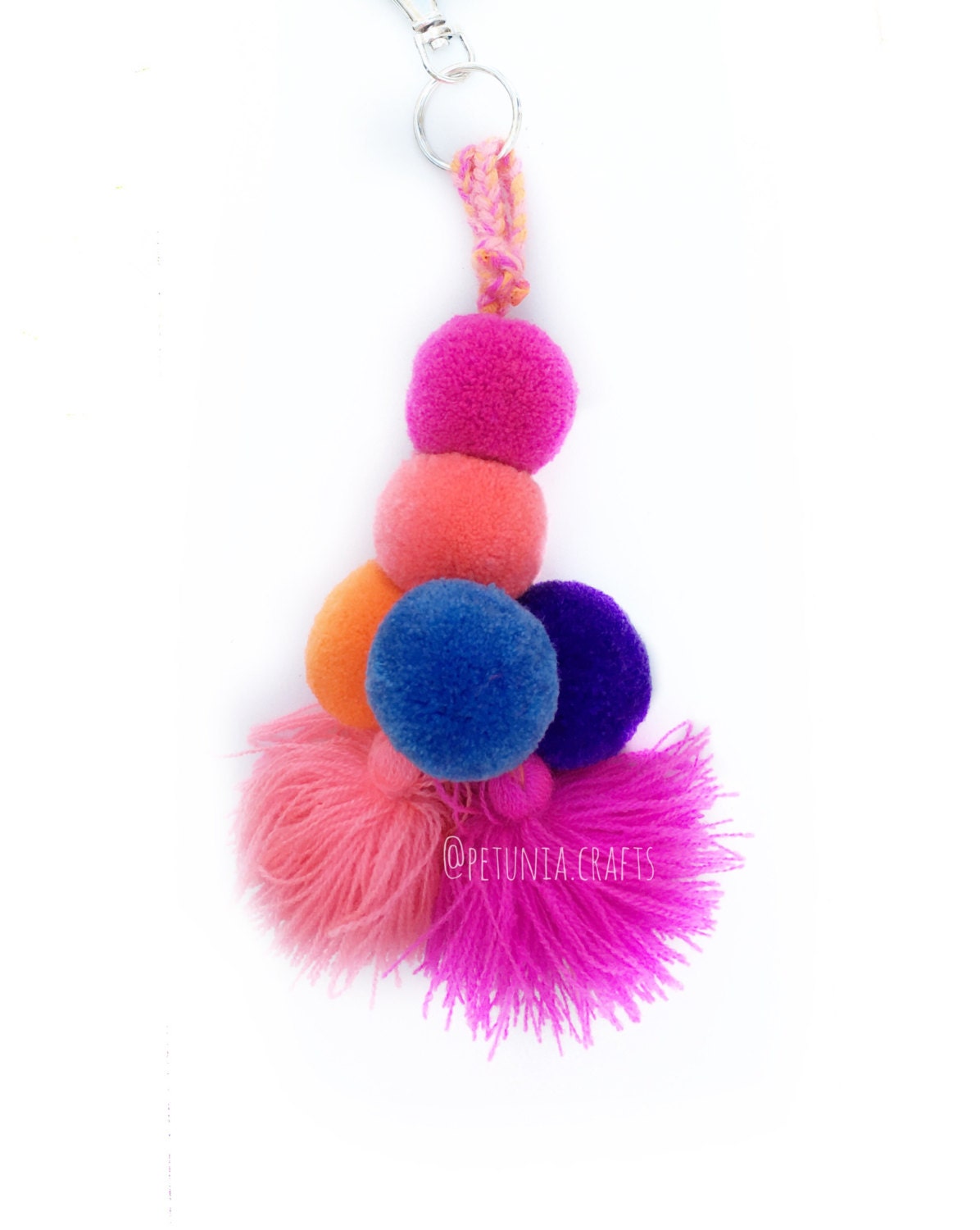Pom pom Keychain Yarn Pom Pom Purse accesorie Bag Tassel