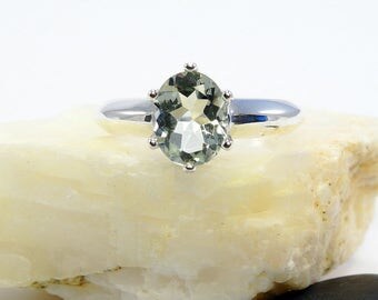 Green amethyst ring, green amethyst ring silver, prasiolite, genuine amethyst ring, prasiolite ring, ring size 3 4 5 6 7 8 9 10 11 12 13