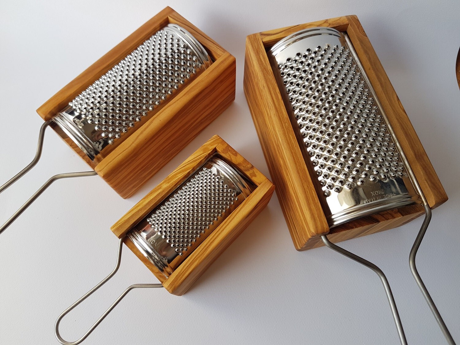 Olive Wood Parmesan / Cheese Grater in box 3 Different Sizes