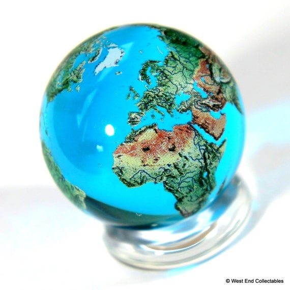 Giant 35mm 1.4 AQUA CRYSTAL Earth Globe Marble