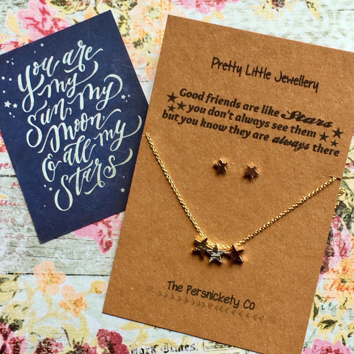 Pretty Little Jewellery - Good Friends Are Like Stars Necklace & Stud Earrings Set