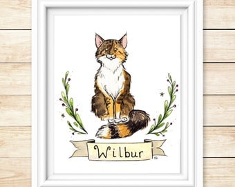 Fathers Day Gift Original Pet Portrait Custom Pet Illustration Watercolor Painting Dog Lover Gift Cat Lover Present Animal Love Gift