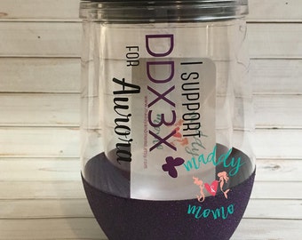 DDX3X Awareness Wine Tumbler//BPA Free Clear Wine Tumbler