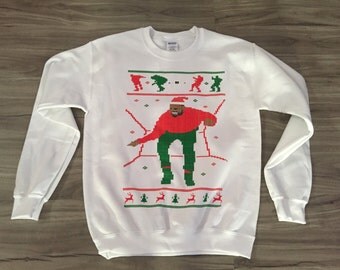 Drake Hotline bling unisex crewneck New Drake Hotline 1 800 ugly christmas sweater OR t shirt white crewneck