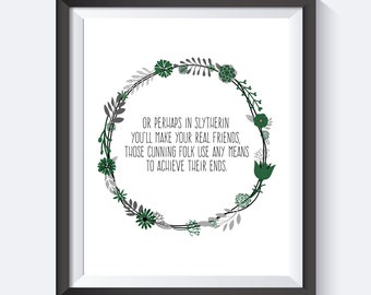 Slytherin Wreath Print , Harry Potter Print, Harry Potter Art, Instant Download, Harry Potter, Harry Potter Quote, Digital Print, Geek Art