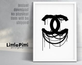 Coco Chanel logo, chanel wall art, coco chanel poster, fashion poster, instant download, chanel art, chanel decor, chanel logo print, chanel