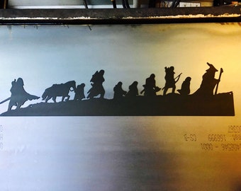 Lord of the Rings Fellowship Silhouette- 40 in | Metal Wall Art | Metal Sign | Home Decor | Hobbit | JRR Tolkien | The Fellowship | Rustic