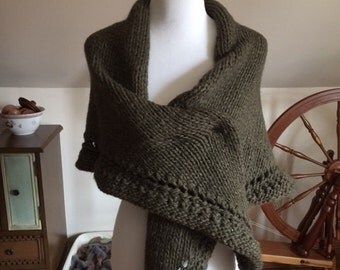 Hand-knit Cozy Wool Shawl