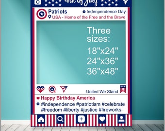 Instagram Patriotic 4th of July Photo Booth Frame Printable Independence Day Props Fourth of July INSTANT DOWNLOAD Social Media Party Decor