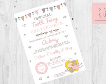 Personalised Tooth Fairy Certificate - Personalised Tooth Fairy Letter - Tooth Fairy Letter - Personalised Certificate