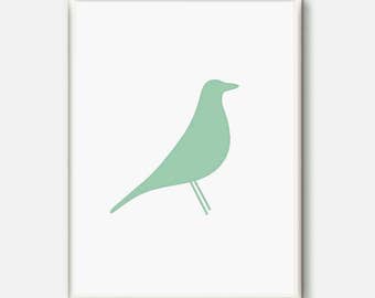 Bird print, Mint Wall art, mint baby room, Minimalist nursery, Eames bird, Mint nursery decor, Bird Poster, Modern Art, Baby shower gift