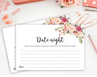 Date Night Cards, Date Night Idea Cards, Wedding Date Night Cards, Date Night Ideas, Date Jar, Wedding Printables, Shower Game Cards, C1