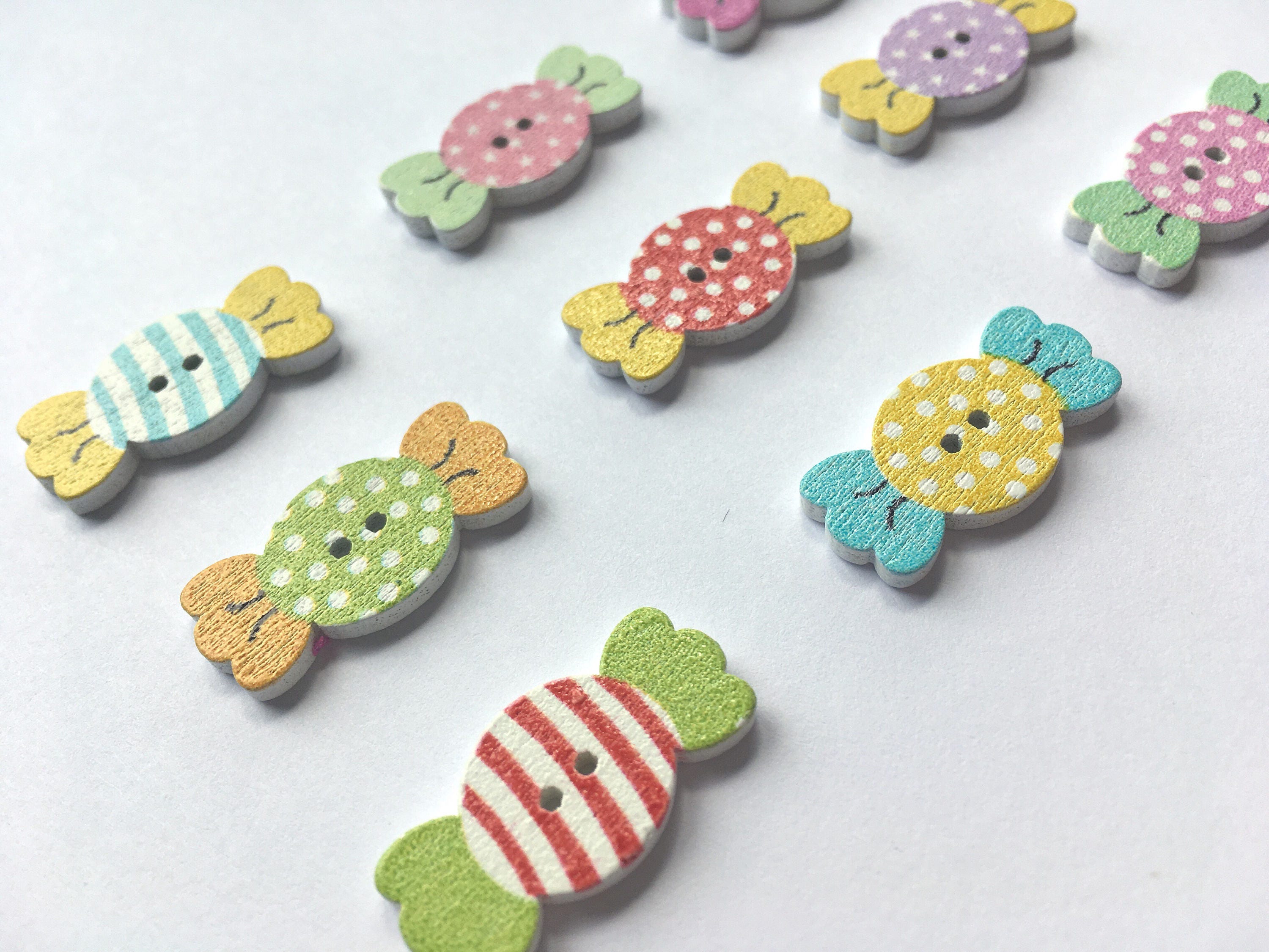20 Sweet Buttons Sweetie Buttons Candy Buttons Wooden Buttons