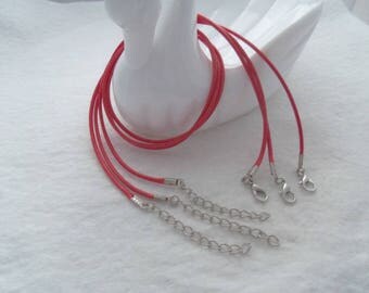 Red - 17 inch Waxed Cotton Neck Cord, Pack of 3 (1190)