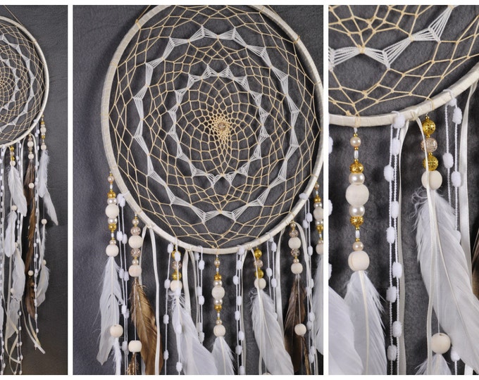 Dreamcatcher Beige Decor champagne Dream Catcher cream Dreamcatcher vanilla Dream сatcher dreamcatcher boho dreamcatcher wall decor handmade