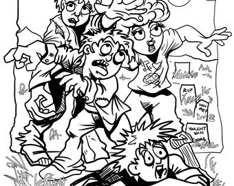 Zombie coloring page | Etsy